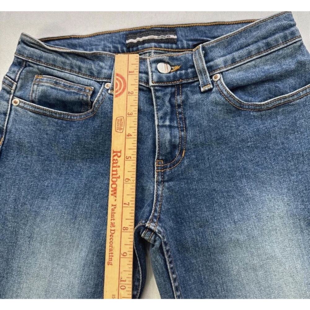 Bebe Jeans Size 28 Made in USA Low Rise Flare Bootcut Denim Y2K - Picture 3 of 7